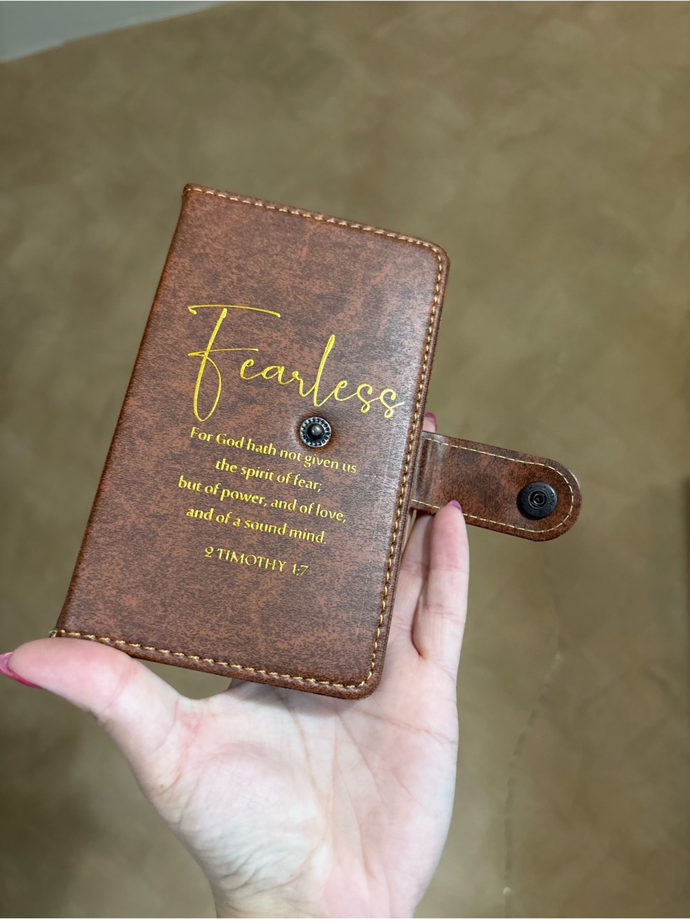 Bible Verse “Fearless” Journal Brown Faux Leather Brand New
